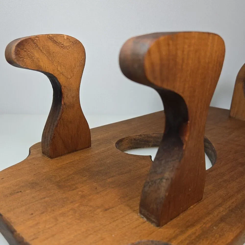 Vintage Wood Wall Mount Hair Dryer Curling Iron Holder Rustic Bathroom Organizer